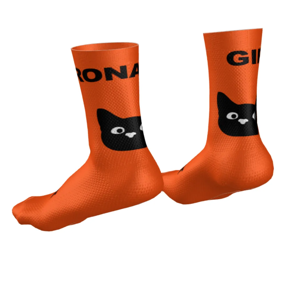 Bikecat Cat Girona Socks White Orange.webp