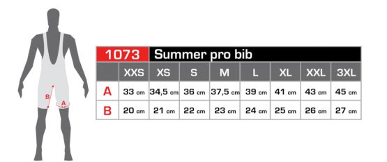 Pro bib shorts - size guide